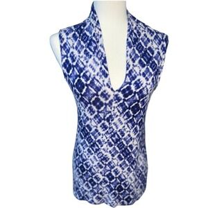 ROSE & OLIVE Geometric Print Plunge Neck Sleeveless Top Women's Size S Career